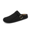 Men's Suede Clogs Fashion Leather Mules Cozy Footbed Slippers with Adjustable Buckle AntiSlip Cork Slippers Unisex Mules