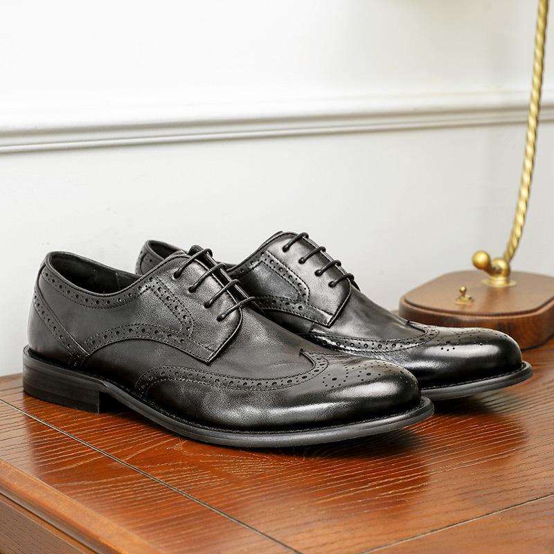 Desai Business Derby Ayakkabılar İlk Katman İnek Derisi Nefes Alabilir Cilalı Deri Ayakkabılar Alçak Üst Elbise Günlük Erkek Ayakkabıları