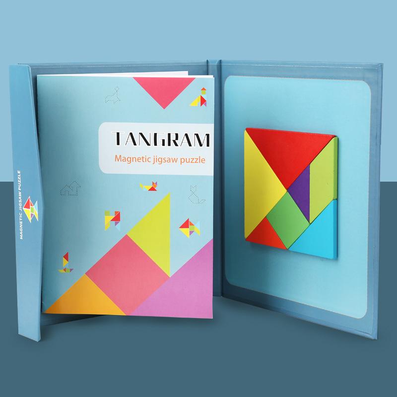 Детские развивающие головоломки деревянные креативные книги магнитный танграм магнитные