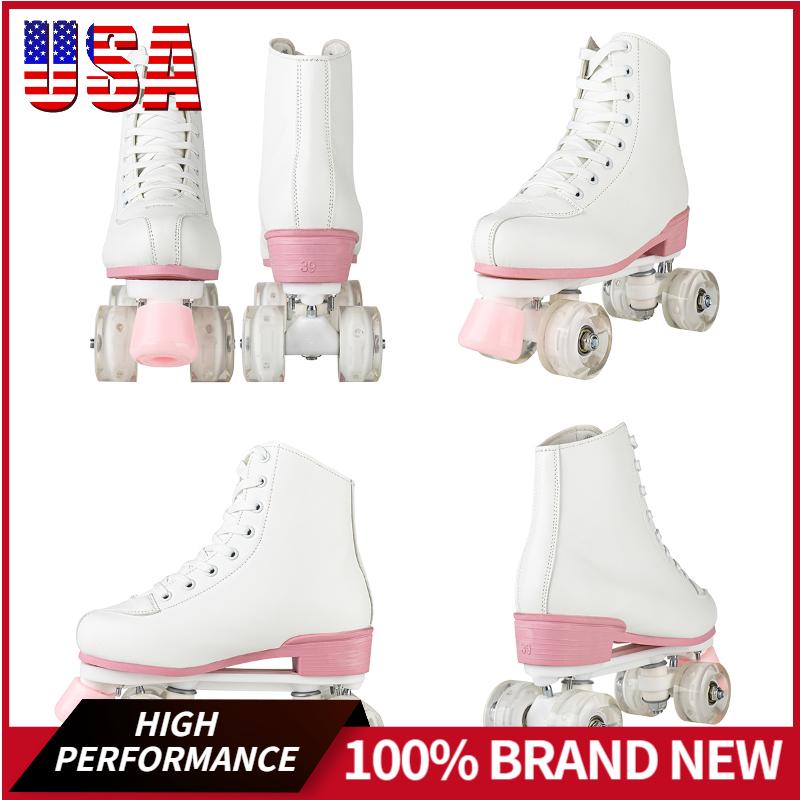 Pattini a Rotelle Quad Taglia 32-40 Adulti Donne Lampeggianti 4 Ruote Scarpe da Pattinaggio Bambini Ragazze Principianti Allenamento Pattinaggio Outdoor Sneakers