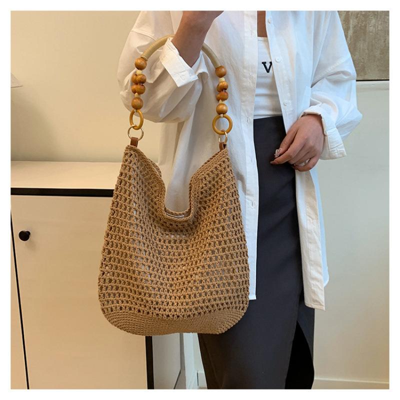 Summer Beach Bag, New Large Capacity Hollow Woven Shoulder Bag, Hand-held Straw Woven Tote Bag