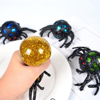 Colorful Beads Spider Squeeze Toy Anxiety Stress Relief Fake Spider Pinch Sensory Toy Kids Teens Adults Soft TPR Stress Ball Animal Fidget Toy