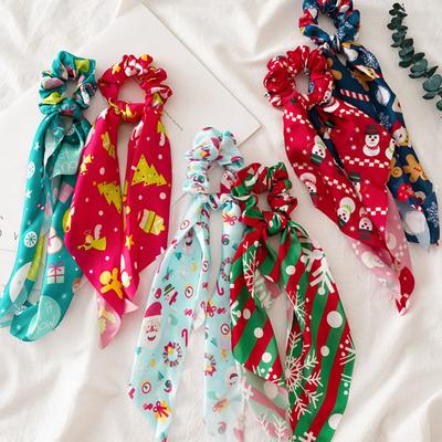 Nieuwjaar Kerst Haarring Kinderen Haar Scrunchie Strik Lint Kerstman Kinderen Kerst Hoofddeksel Haarelastiekjes Haaraccessoires