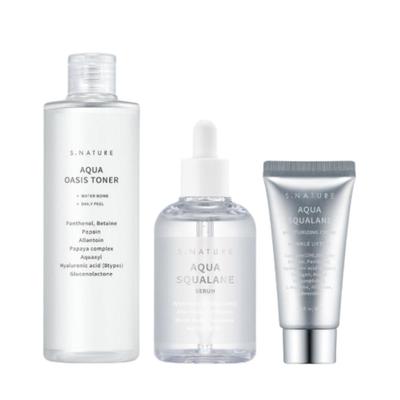 S-NATURE Aqua Oasis Toner 300ml + Aqua Squalane Serum 100ml + Moisture Cream 30ml 3-Piece Set Full Hydration & Skin Barrier Recovery Routine