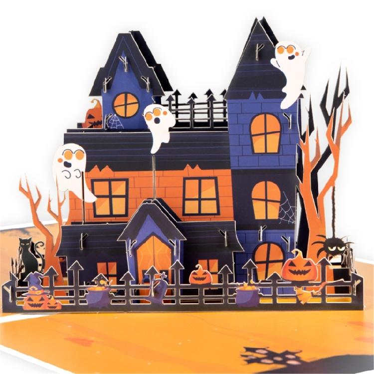 Halloween 3D Spiders Castles Card Mysterious 3D Halloween Spiders Castles Greeting Card Unique Surprise Card Charm