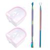 Nail Soaking Bowl with Cuticle Pusher Removable Double Layers Groove Design Hanging Hole Manicure Tool Soak Off Gel Polish Remover Bowl Salon Use