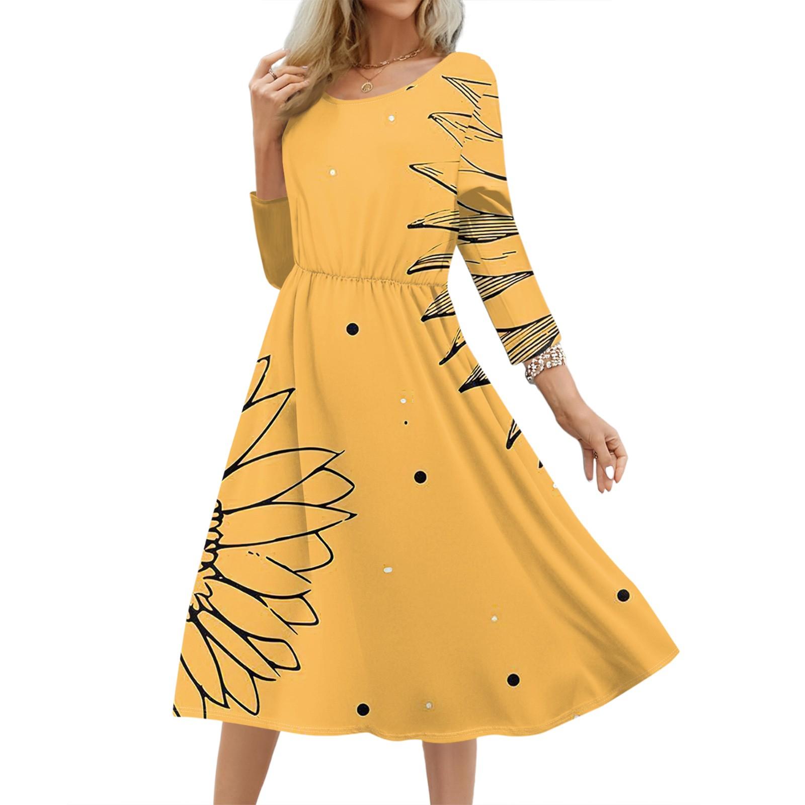 

Женское модное цветочное свободное платье XL оранжевый