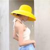 Sommer Hepburn Stil Vintage Design Großes Schirmstrohhut Damen Mädchen Einfarbige Strandurlaub Großer Sonnenschutz Gorra