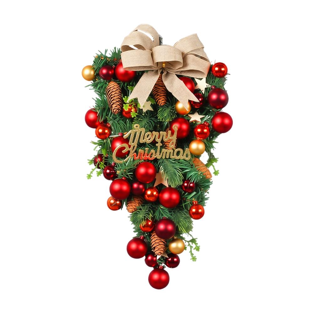 Christmas Wreath Door Hanging with LED Lights, Staircase Decoration for Indoor Home Holiday Décor
