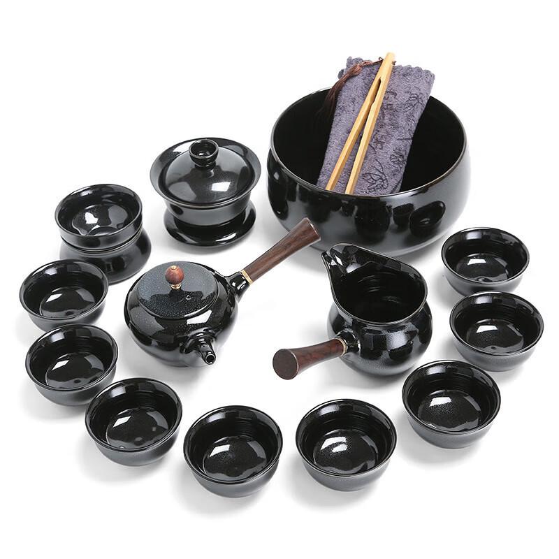 

Jianzhan Black Tenmoku 17-Piece Ceramic Tea Set
