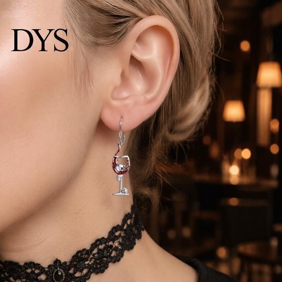 Halloween Jewelry Accessories 1 Pair Funny Wine Glass Skull Earrings, Gothic Skeleton Dark Fun Festival Gifts Dangle Drop Statement for Women, Holiday