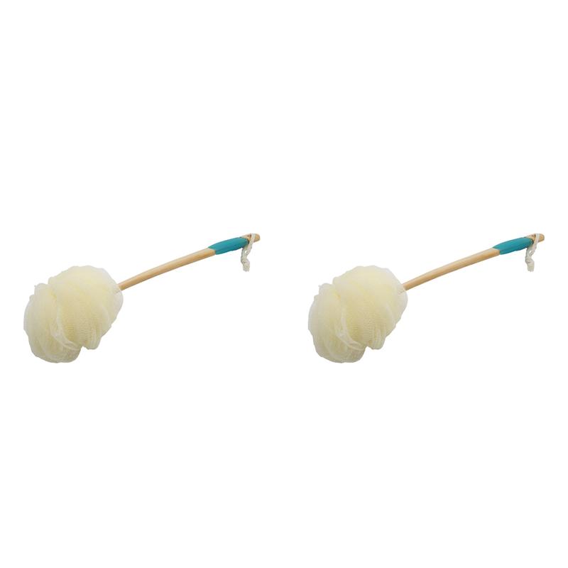 A84X-2X Loofah Sponge Back Scrubber-Men & Women Long Handled Exfoliating Bath & Shower Body Brush-Handheld
