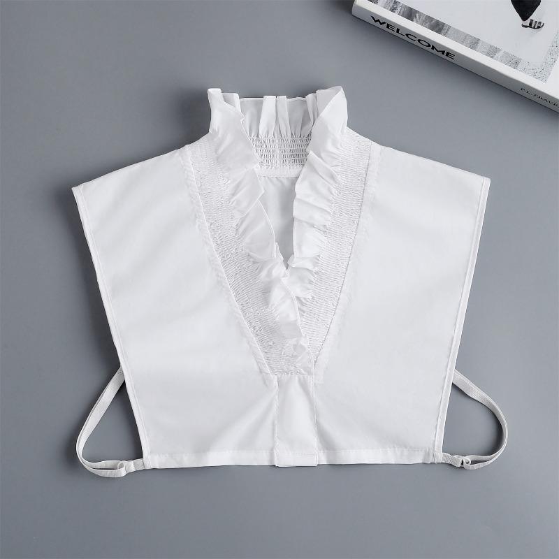 Womens Half Shirt Detachable Collar for Sweater Fungus Edge Cotton Deep V-neck Blouse Shirt Fake Collar Decorative