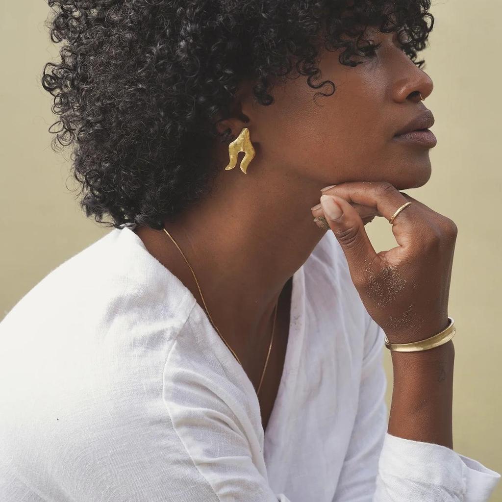 18k Gold Edelstahl Glänzender Offener Armreif - Europäisches & Amerikanisches Minimalistisches Titan Design