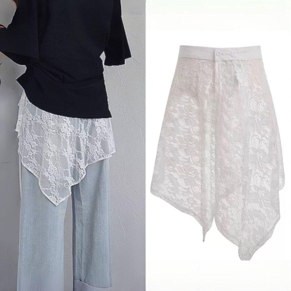 Asymmetric Lace Underskirt Slips Irregular Mesh Underskirt Slips Dress  Summer