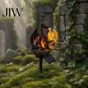 Unique Halloween Yard Ornaments Dragon Solar Garden Light, Outdoor Gothic Medieval Statue Lamp, Waterproof Decorative Porch Light Fixtures Resin