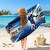 Kylian Mbappe Custom Beach Towel, Personalized Name Text Print, Football Logo Soft Quick‑Dry Towel Holiday Gift