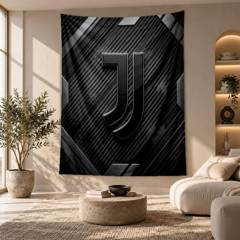Arazzo Decorativo, Arte da Parete Stampato Juventus FC, Appeso da Parete Leggero per Sfondo Camera da Letto