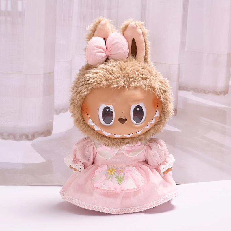38cm Labubu Plush Doll Casual Outfit Set with Hat (Clothes Only)