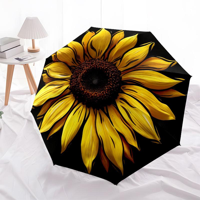 1pc Sunflower Petals Automatic Folding Umbrella, Heavy Duty 8 Rib Iron Frame,  Suitable for Travel, Daily Use, Birthday, Decor Gift  64