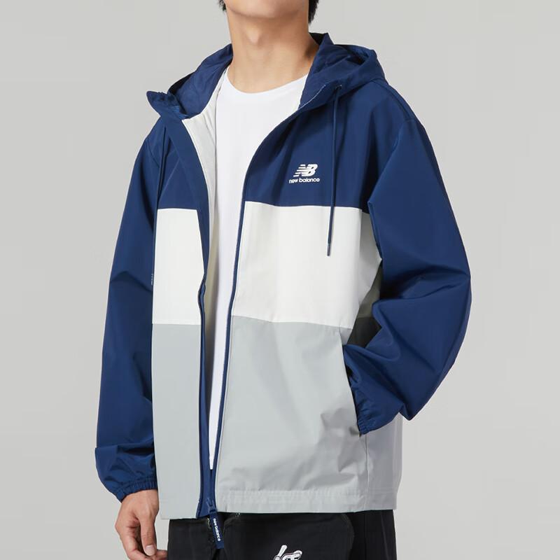 New Balance Jackets Men's Blue Hooded Moderate Other 5AD38011-NV