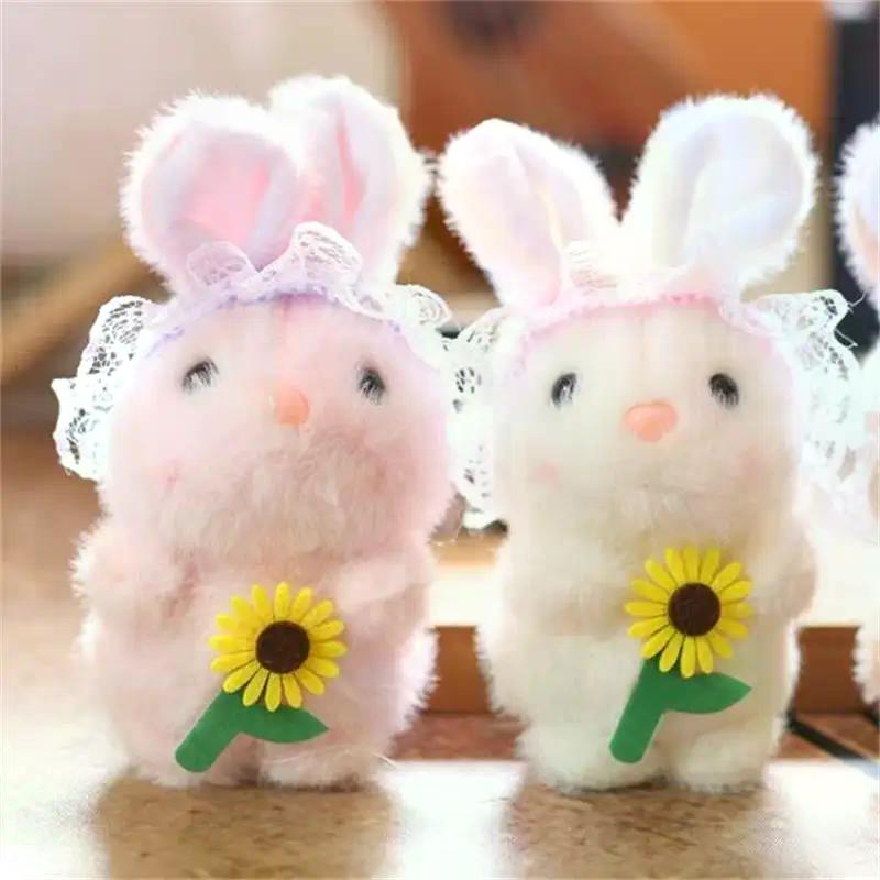 Cute Flower Rabbit Bunny Plush Animals Doll Stuffed Toy Keychain Pendant Backpack Hangings Decor Girly Bag Kids Gifts