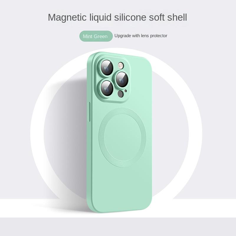 

Магнитный чехол для беспроводной зарядки Magsafe для iPhone 13 12 11 14 Pro Max plus, защита камеры, роскошный жидкий силиконовый чехол For iPhone 11Pro Max