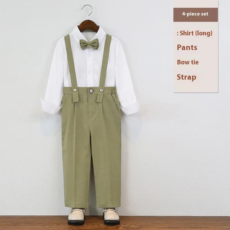 Dětský narozeninový smokingový oblek Letní britský styl Chlapecký svatební oblek Set Bílý Elegantní Dětské sborové vystoupení Formální oblečení 6 8 L