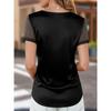 Summer Fashion Versatile Women's V-neck Short Sleeve T-shirt Mesh Flocked Casual Top For European And American Women