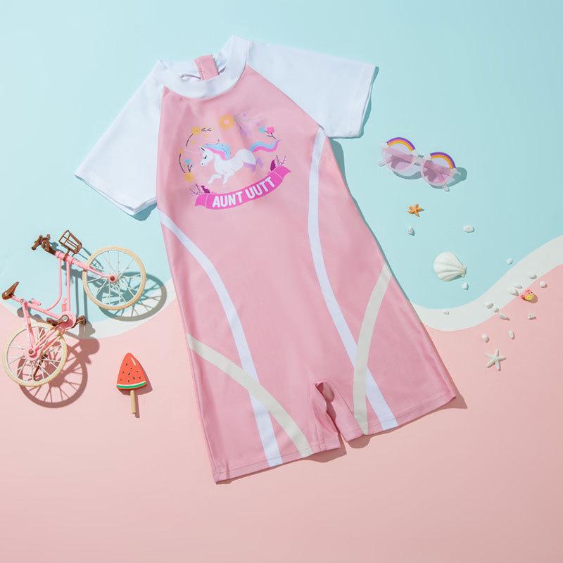 Boys' Colorful Sun Protection Short-Sleeve Swimsuit: Breathable, Stretchy, Quick-Dry, Easy On/Off, Fun Beachwear