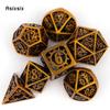7 Pcs Copper Gear Wheel Metal Dice Hollow Metal Polyhedral Dice Set Suitable for Role-Playing RPG  Board Game Card Game