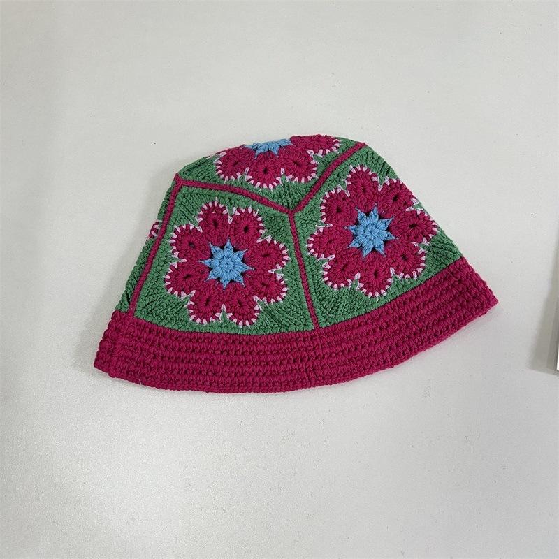 Retro color handmade knitted fisherman's hat children spring and autumn versatile atmosphere breathable washbasin hat