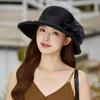 Elegant Women's Summer Wide-Brim Organza Flower Hat - Sun Protection, Fashionable for Beach Travel