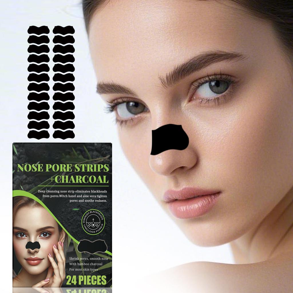 Blackhead Stripe Removal, Blackhead Patch Clean Pores Acne Blackhead Nose Strip, 24pcs/1box