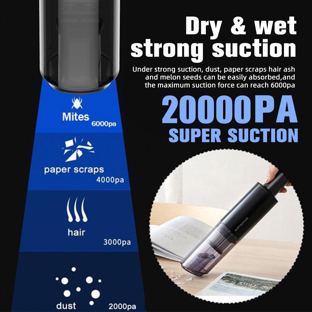 Aspirator auto portabil mini, upgrade, de mână, cu utilizare dublă umedă și uscată, aspirator de uz casnic/auto 20000PA 300W