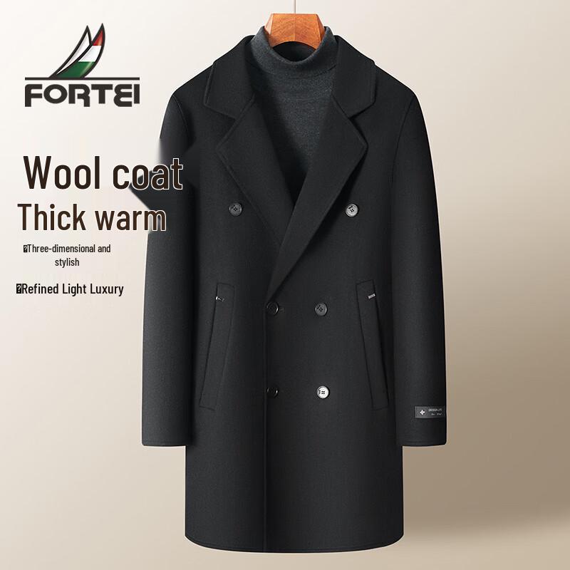 Мужское двубортное пальто из смесовой шерсти L