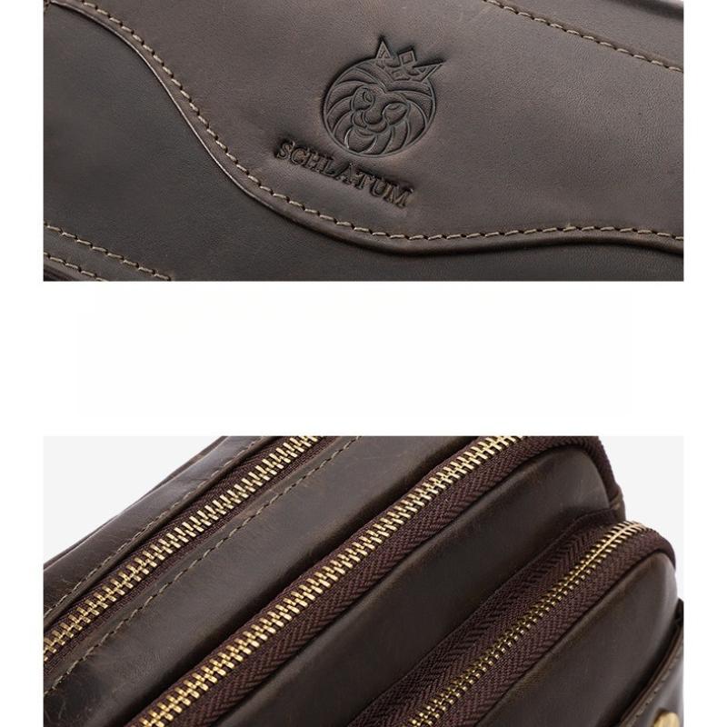 The First Layer of Cowhide Men's Shoulder Bag, Leather Trend Men's Bag, European and American Men's Large-capacity Messenger Bag