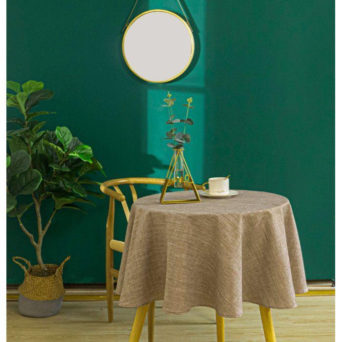 Tischdecke fleckenabweisend uni rund Taupe 160 cm