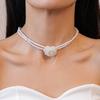 Jewelry Accessories Korean Style Choker Mesh Rose Pearl Clavicle Chain  Girls Party