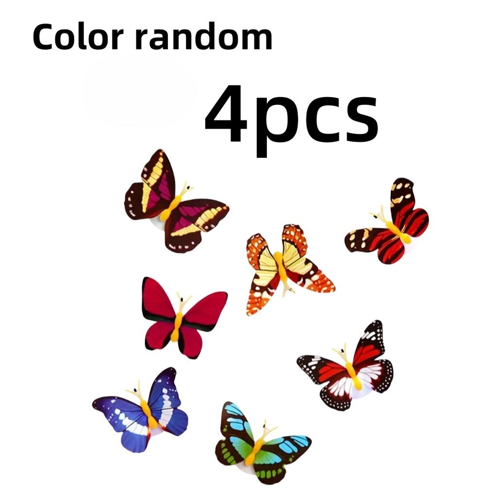 4X 3D Colorful Changing Butterfly Night Light Changing Lamp with Sticker for Home Wedding Party Wall Ambient Lighting Decorative