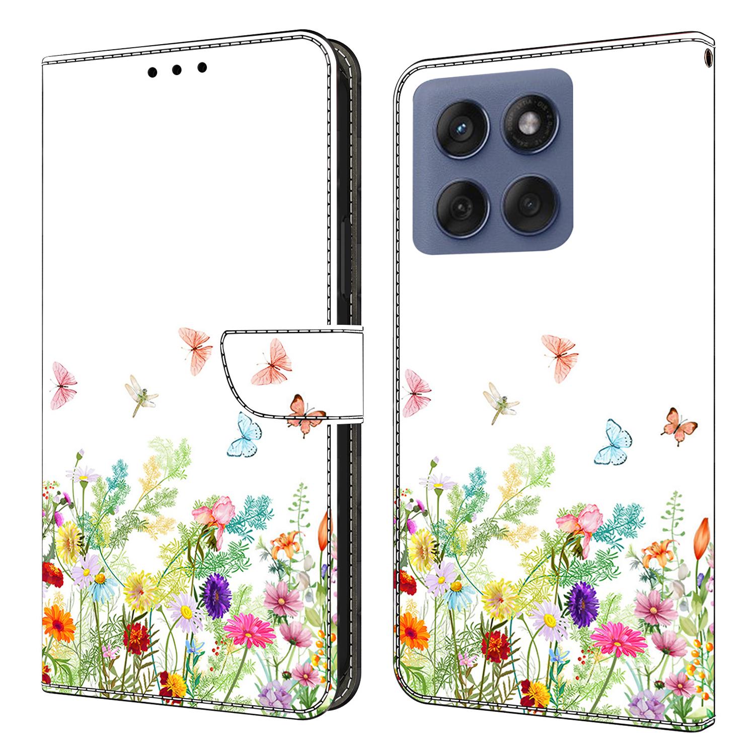 

For Motorola Edge 60 Fusion 5G/Edge 60 5G Leather Case Pattern Printing Wallet Stand Flip Phone Cover Flowers and Grass