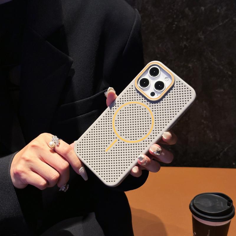 

For Magsafe Magnetic Wireless Charging Luxury Solid Color Heat Dissipation Phone Case For iPhone 16 Pro Max 14 12 13 15 Pro Max iPhone 16 Pro Max сірий