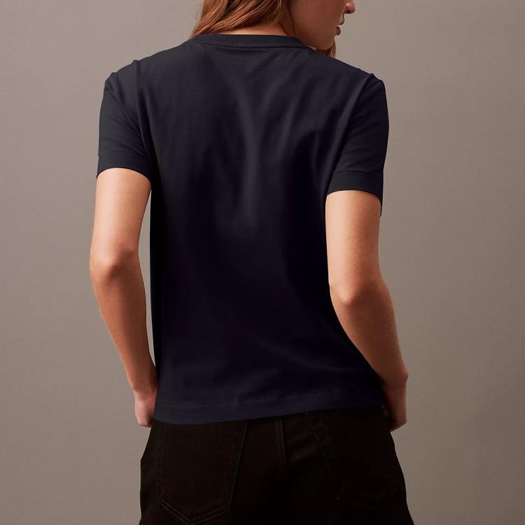 Calvin Klein Simple Comfortable Solid Color Crew Neck Short Sleeve T-Shirt Women Tops Black 40WP105-001