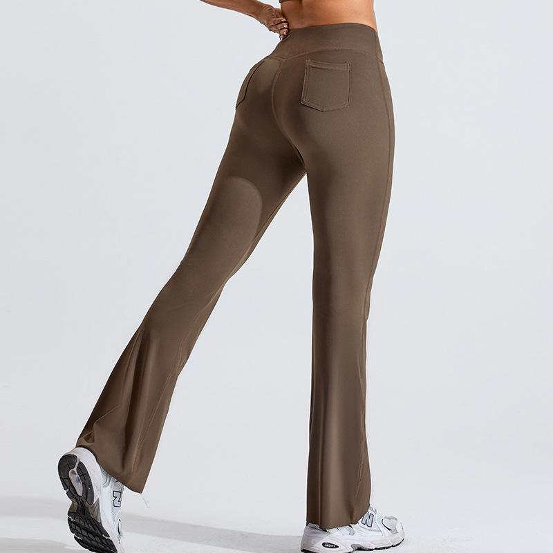 Sweatpants European and American hip lift yoga flared pants women's wide legs wear high waist slightly pull casual fitness quick drying
