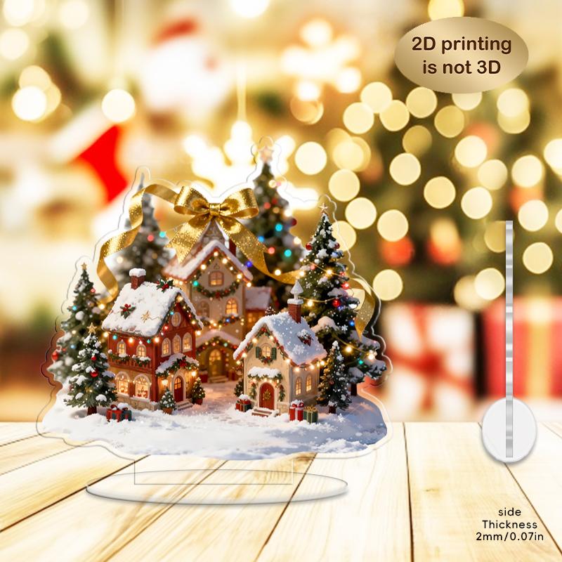 2D Vánoční stromeček Dům Sněžný Zlatá mašle Akrylové ozdoby Oblast Stolní dekorace Dárek - Vánoční téma Dekorace Dekorace