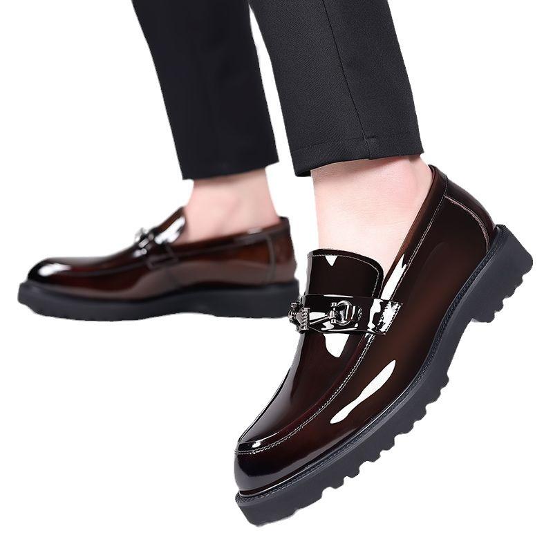 Large Size Men's Business Dress Leather Shoes Men's Genuine Leather British Casual Men's Shoes Patent Leather Suit Wedding Shoes Trendy Shoes