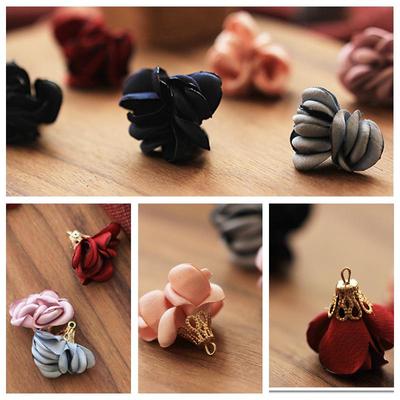 Korean Handmade Matte Satin Fabric Flower Pendant for DIY Hair Accessories and Clothing