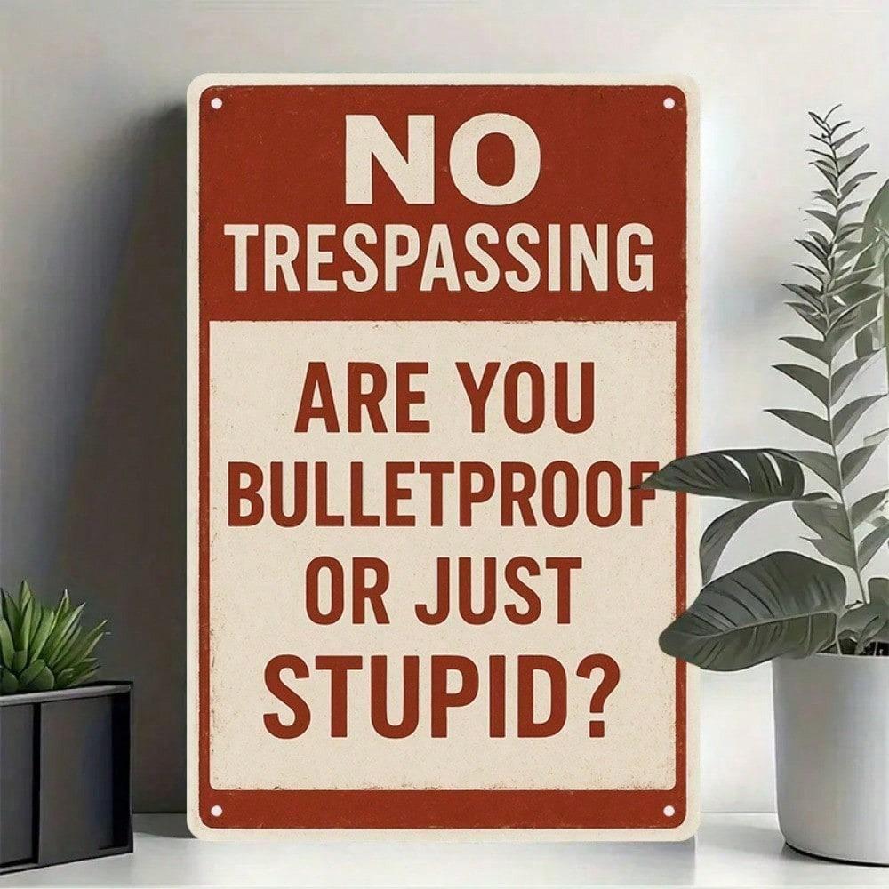 Warning Sign Metal Wall Decor Vintage Tin Plaque 8x12 Inches Humorous Quote Rustic Art