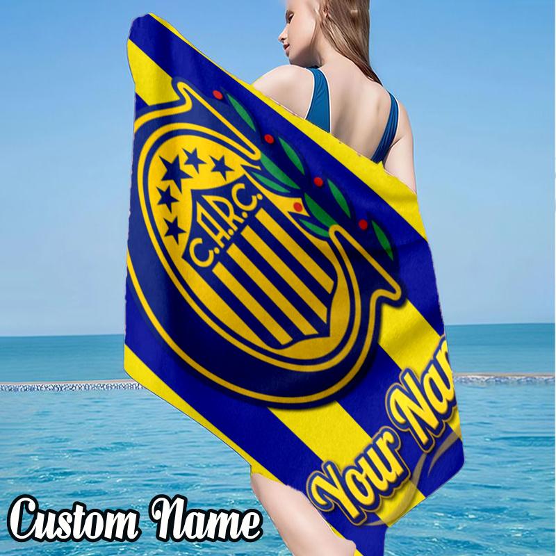 Custom Name Atlético Rosario Central Beach Towel - Soft, Ultra-Absorbent Microfiber, Lightweight, Perfect for Beach, Parties, Travel, Camping