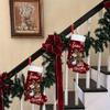 Santa Claus Snowflake Plaid Large Christmas Stocking with Hanging Rope